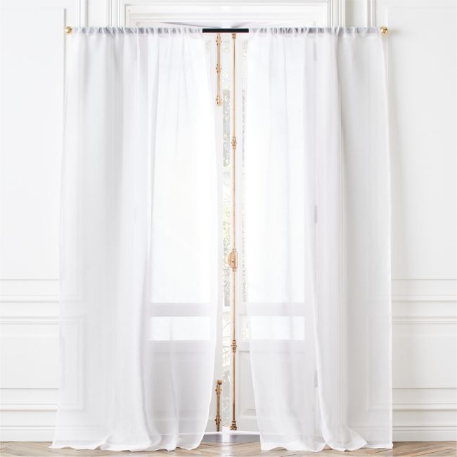 White Linen Sheer Window Curtain Panel 48"x108" - Image 0