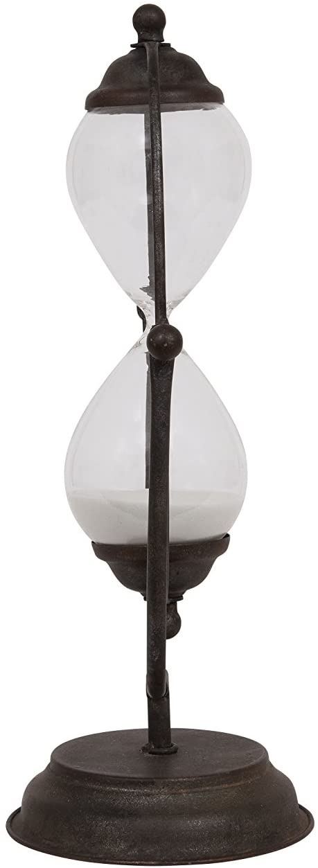 Decorative Rust Color Metal Hourglass with White Sand - Image 5