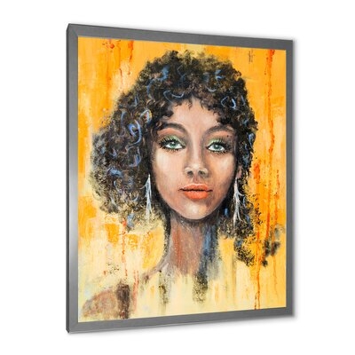 Woman Face With Green Eyes & Black Hair Impression - Modern Canvas Wall Art Print - Image 0