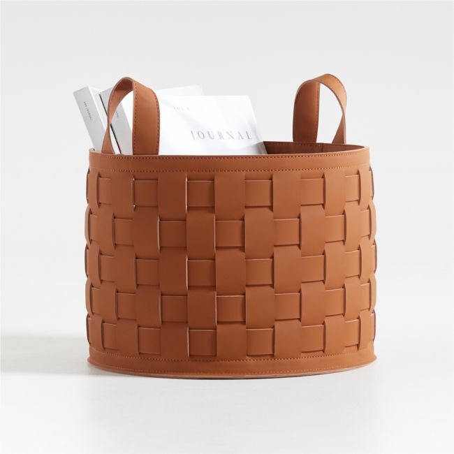 Taka Small Woven Vegan Leather Basket - Image 0