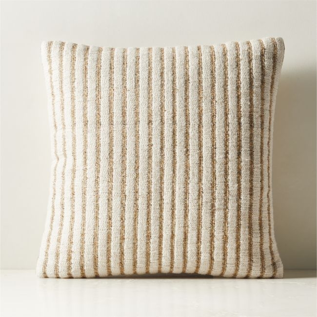 Sera Light Brown Cotton and Hemp Throw Pillow with Down-Alternative Insert 20"x20" - Image 0