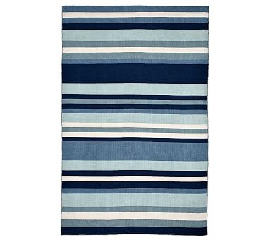 Louis Stripe Handwoven Outdoor Rug, Blue, 7'6" x 9'6" - Image 0