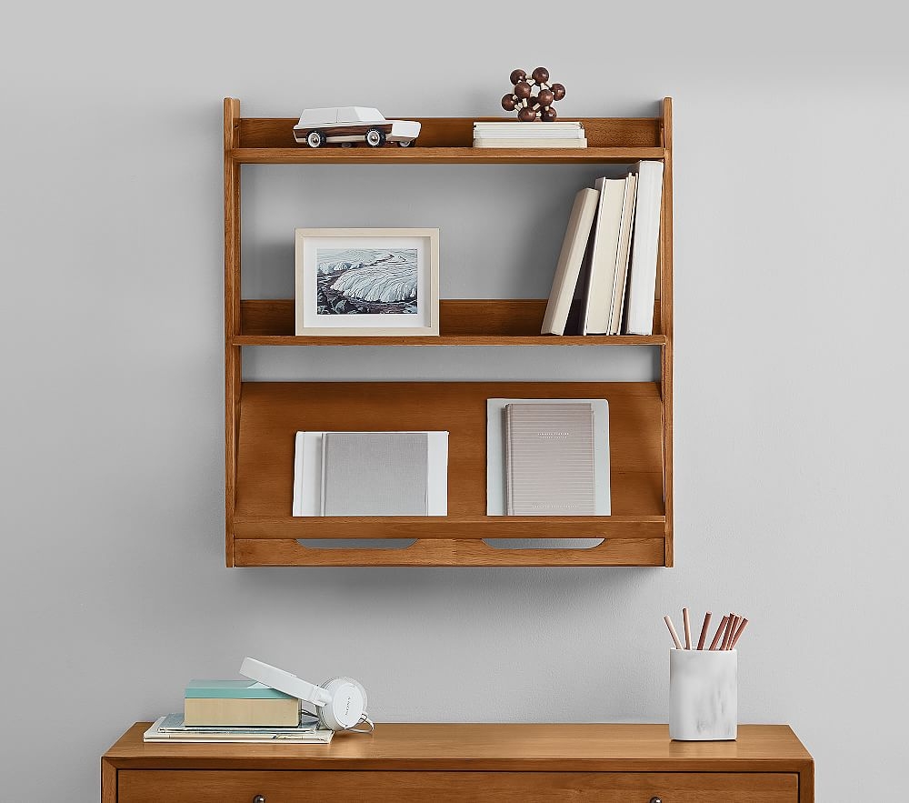 west elm x pbk Mid-Century Wall Shelf with Book Ledge, Acorn - Image 0