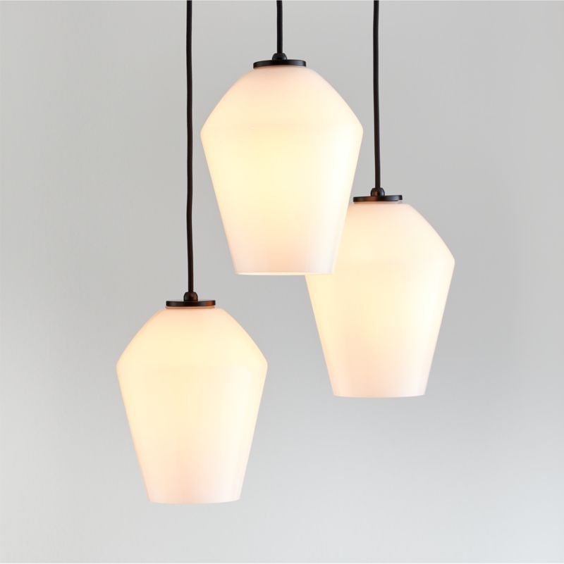 Arren Black 3-Light Round Pendant with Angled Milk Glass Shades - Image 1