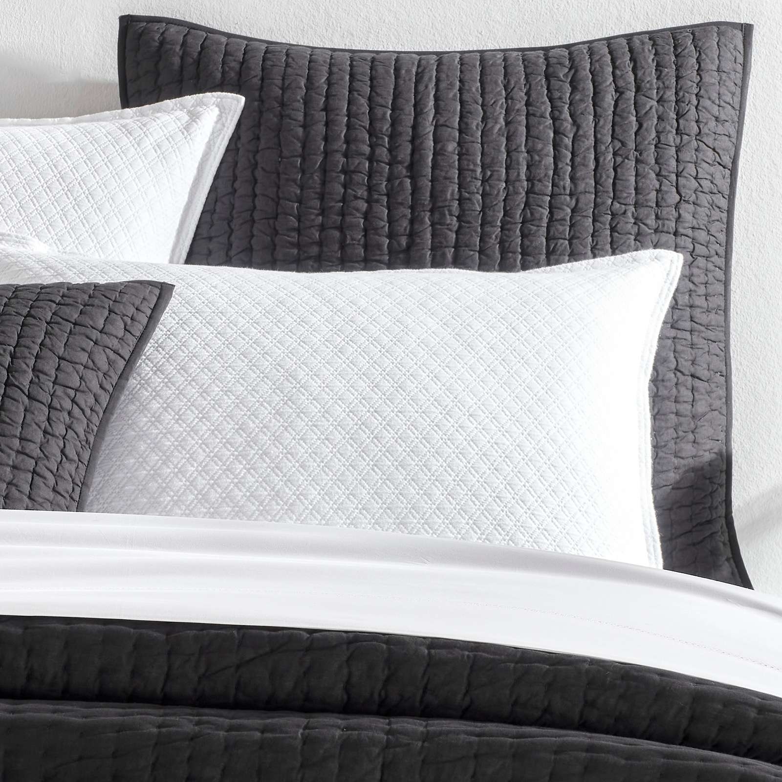 Lana Voile Black Quilted Sham - Image 0