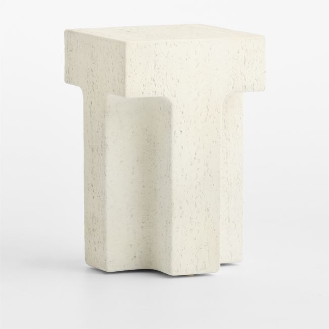 Tito Textured Faux Travertine 14" Side Table - Image 0