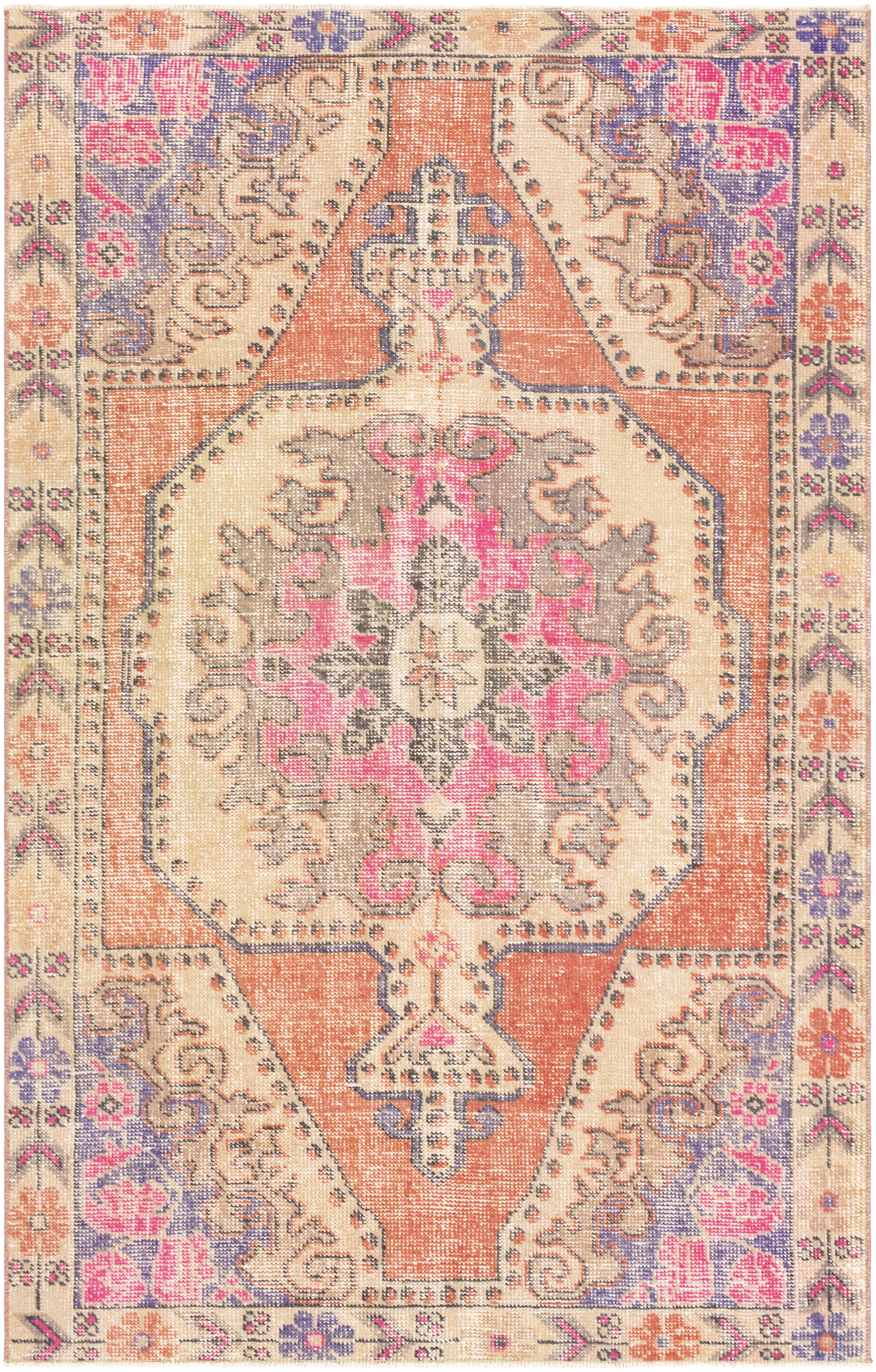 Antique One of a Kind  Indoor 4'2" x 6'8" Handmade Rug - Image 0