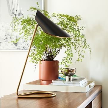 Curl Desk Lamp, White, Brushed Nickel - Image 1