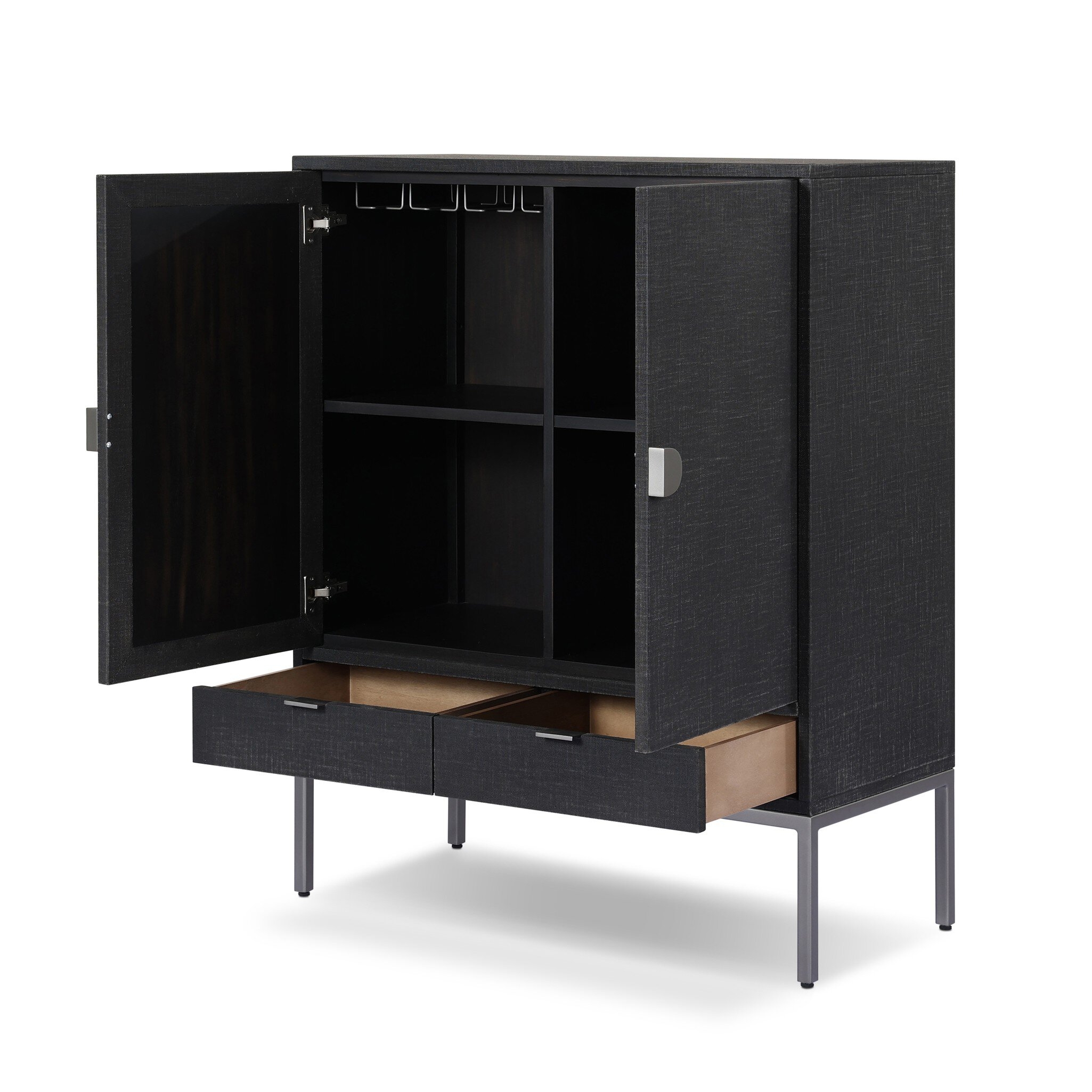 Cressida Bar Cabinet - Black Linen - Image 12