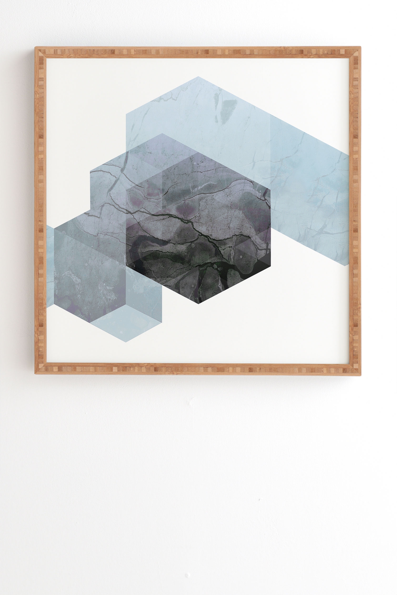 Neutral Marble Geometry by Emanuela Carratoni - Framed Wall Art Bamboo 20" x 20" - Image 1