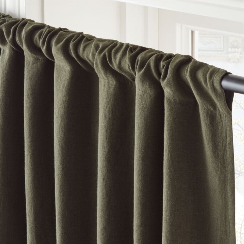 Forest Green EUROPEAN FLAX™-Certified Linen Blackout Window Curtain Panel 48''x96" - Image 2