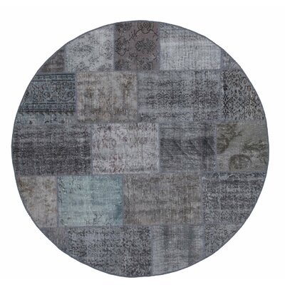 One-of-a-Kind Glenham Hand-Knotted 1960s Turkish Gray/Blue 6' Round Area Rug - Image 0