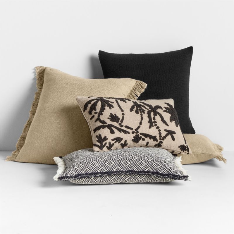 Organic Cotton Basketweave 20x20 Ink Black Throw Pillow Cover - Image 1