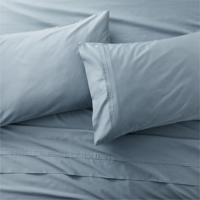 Favorite Organic Cotton Sateen Blue California King Bed Sheet Set - Image 0