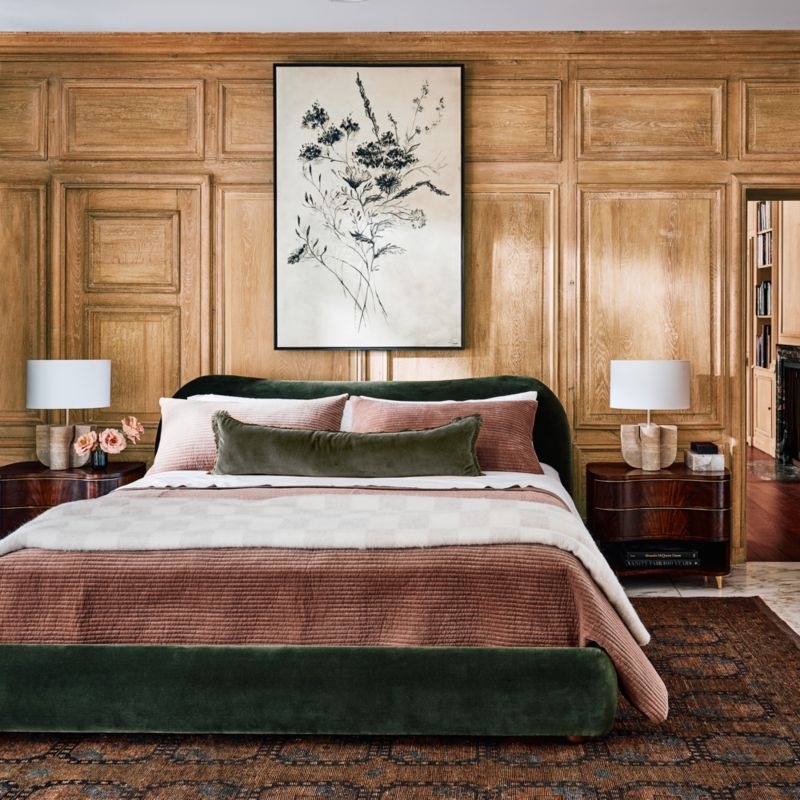Diana Olive Green Velvet King Bed - Image 1