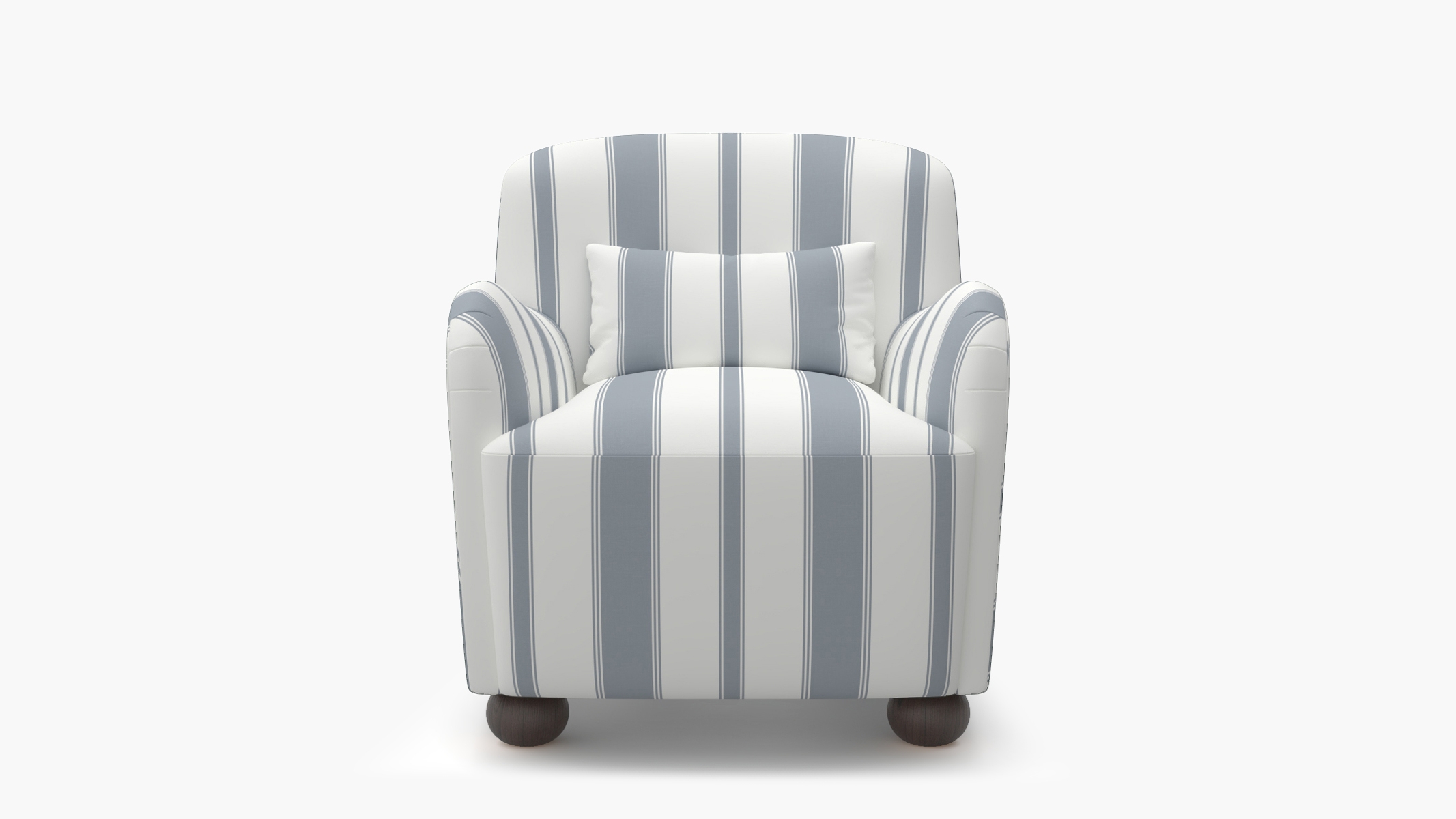 Club Chair, French Blue Clarence Stripe, Espresso Bun Foot - Image 0