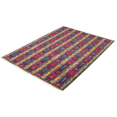 One-of-a-Kind Casal Hand-Knotted New Age Lahore Finest Red/Blue 6' x 8'3" Wool Area Rug - Image 0