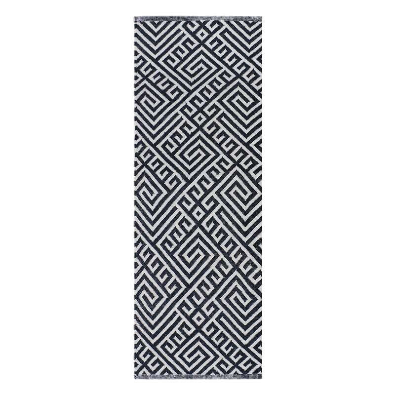 LOOMY Wowza Geometric Handmade Flatweave Black/White Indoor/Outdoor Area Rug - Image 0