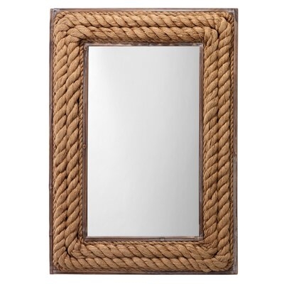 Mirror With Rectangular Wooden Rope Framing, Brown - Image 0