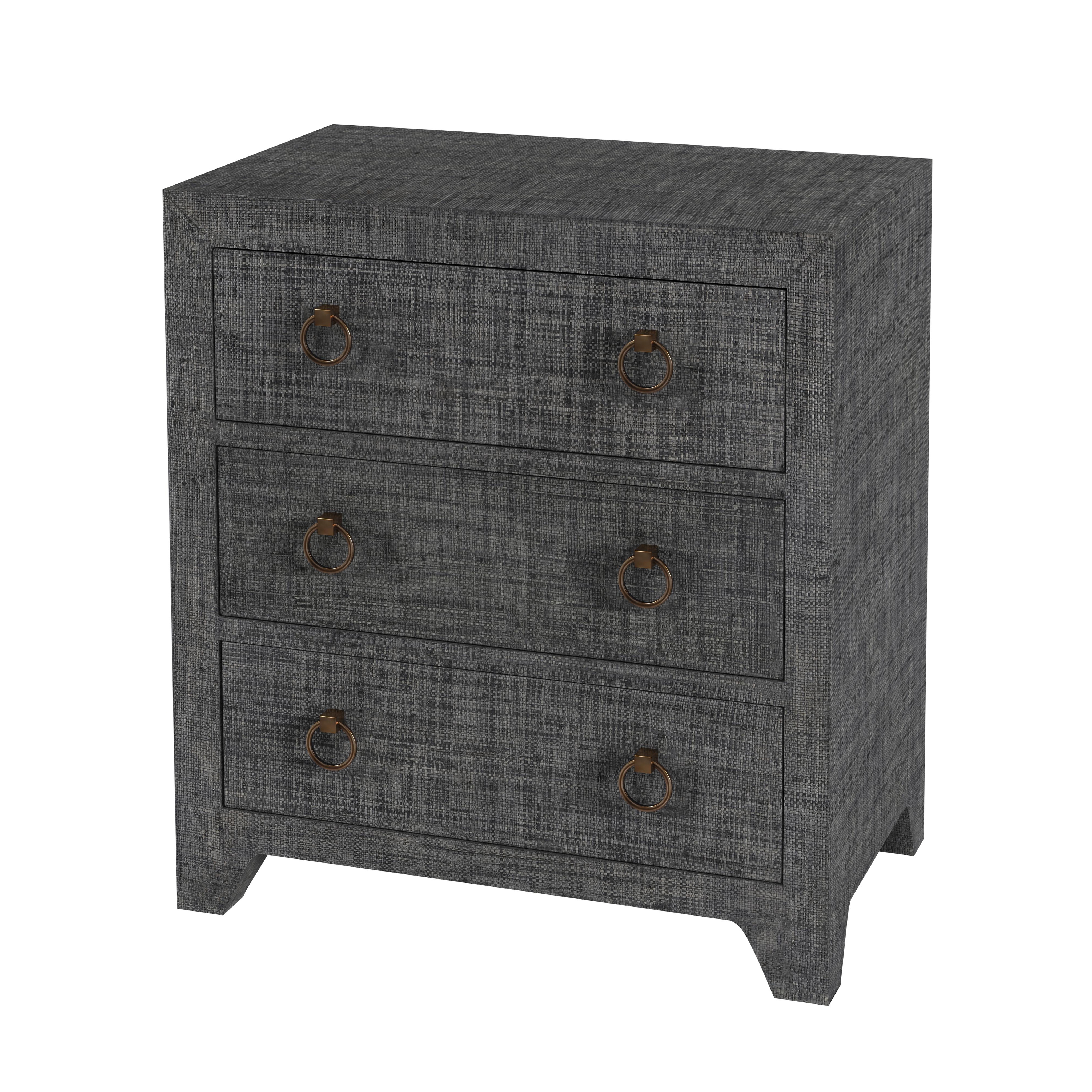 Bar Harbor Charcoal Raffia Nightstand - Image 0