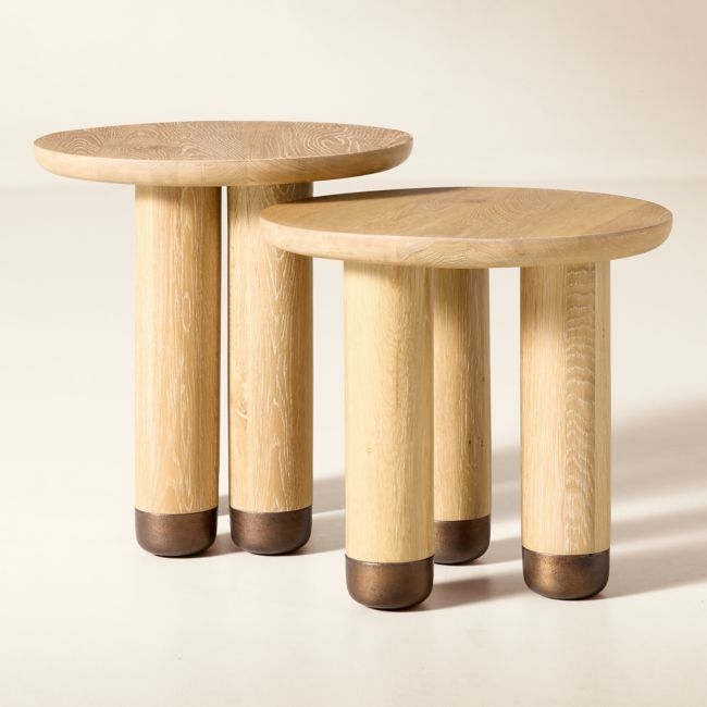 Melrose 2-Piece Oak Side Table Set - Image 0