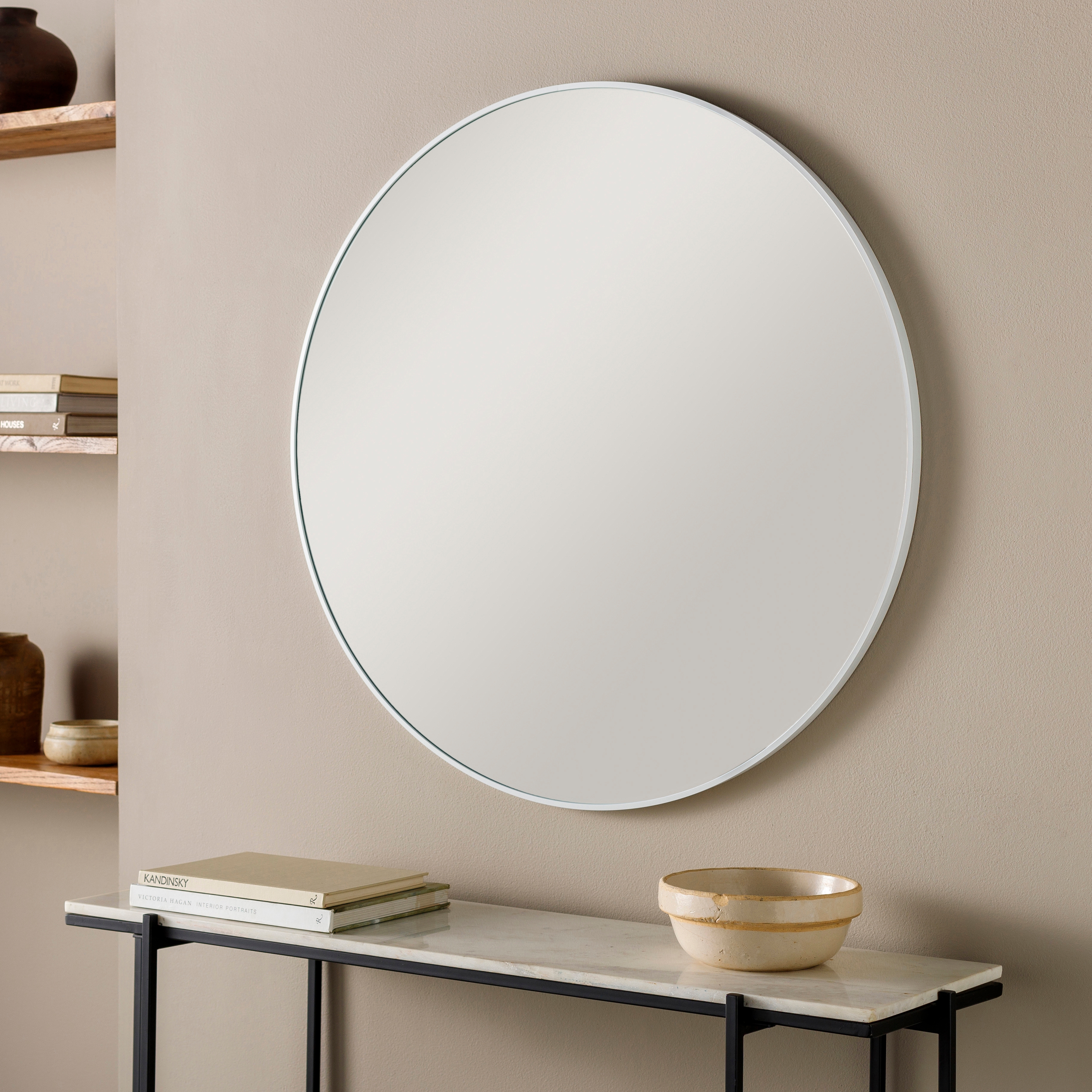 Aranya White 27"H x 27"W x 1"D Accent Mirror - Image 1