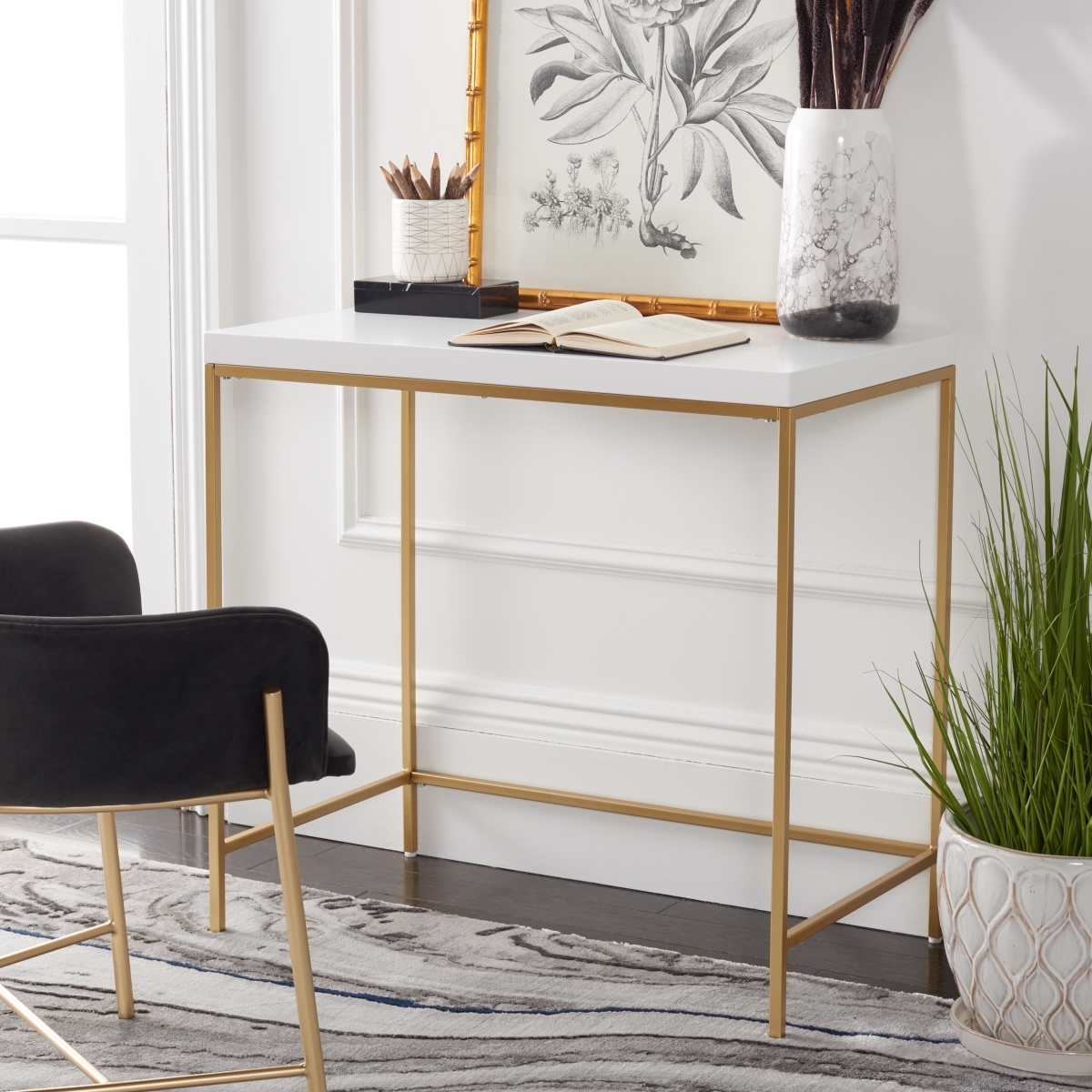 Cass Desk - White / Gold - Safavieh - Image 1