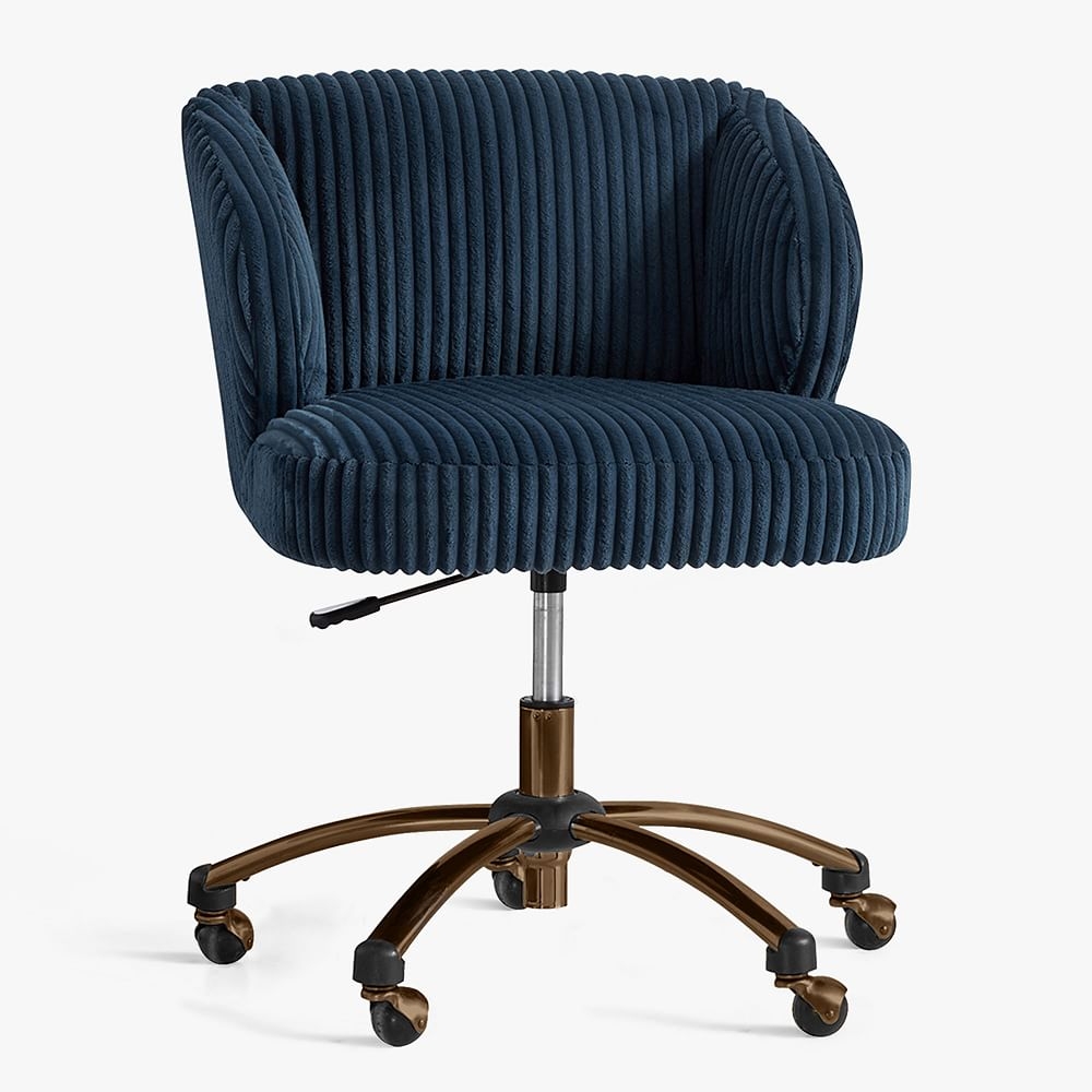 Wingback Swivel Desk Chair, Chamois Midnight - Image 0