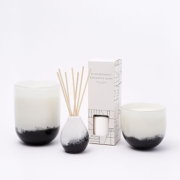 Black + White Speckled Glass Candle, Medium - Image 1
