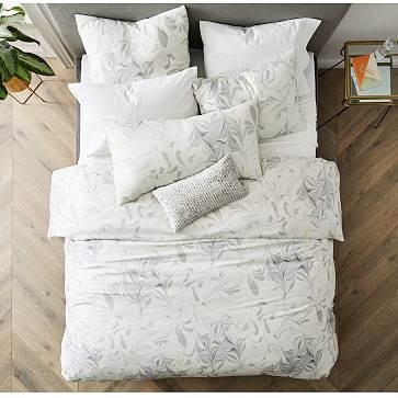 Tencel Feathered Marble Duvet, Full/Queen, Frost Gray - Image 2
