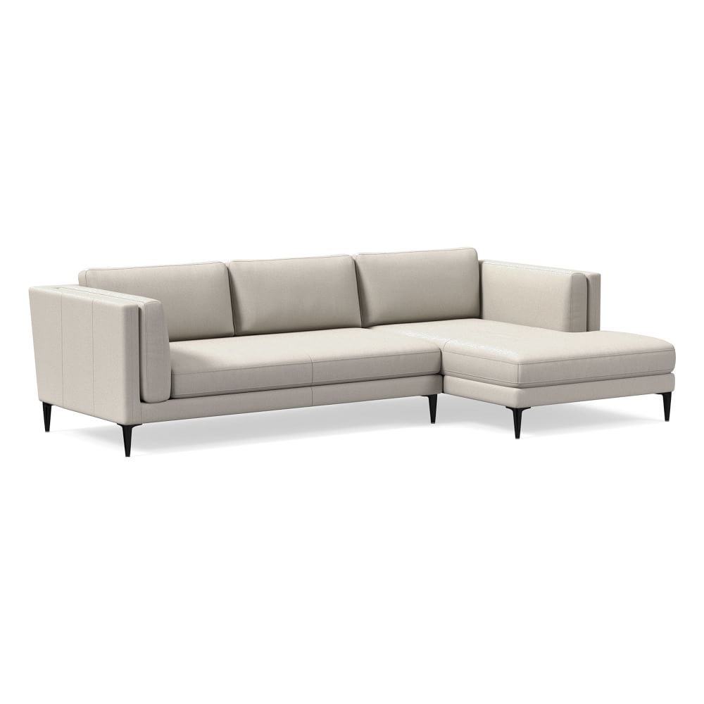 Anton 105" Right 2-Piece Chaise Sectional, Yarn Dyed Linen Weave, Alabaster, Dark Pewter - Image 0
