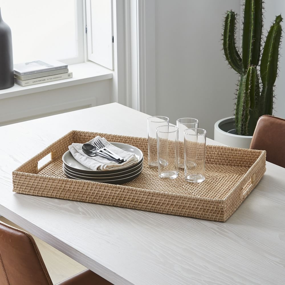Merida Rattan Rectangle Tray 18x28in, Natural - Image 0