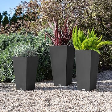 Midland Planter, Small, 13.75"SQ x 26"H, Charcoal - Image 3