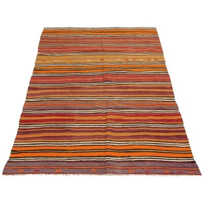 One-of-a-Kind Beowulf Hand-Knotted 1980s 4'6" x 7'9" Wool Area Rug in Brown/Red/Orange - Image 0