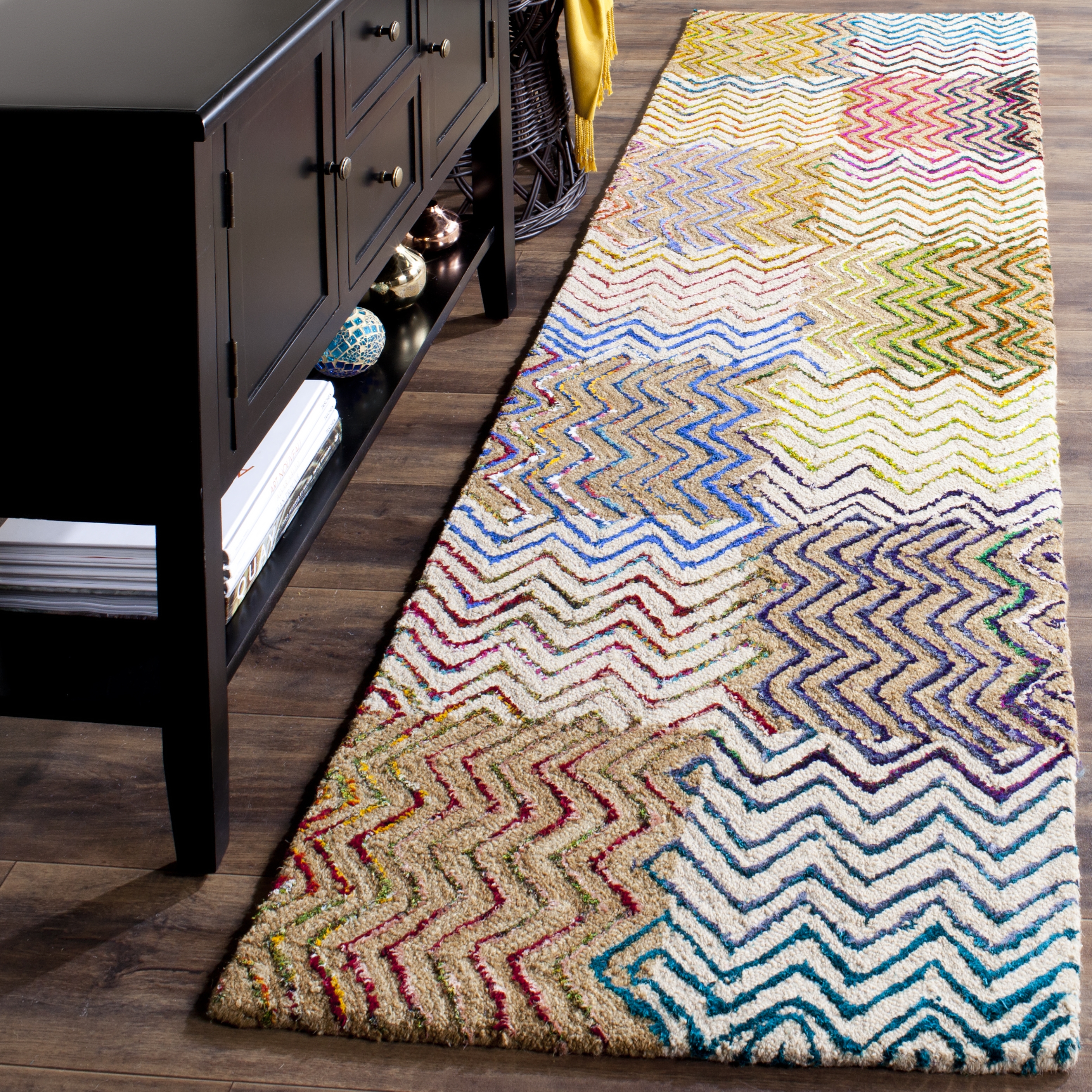 Arlo Home Hand Tufted Area Rug, NAN602A, Beige/Brown,  2' 3" X 6' - Image 1