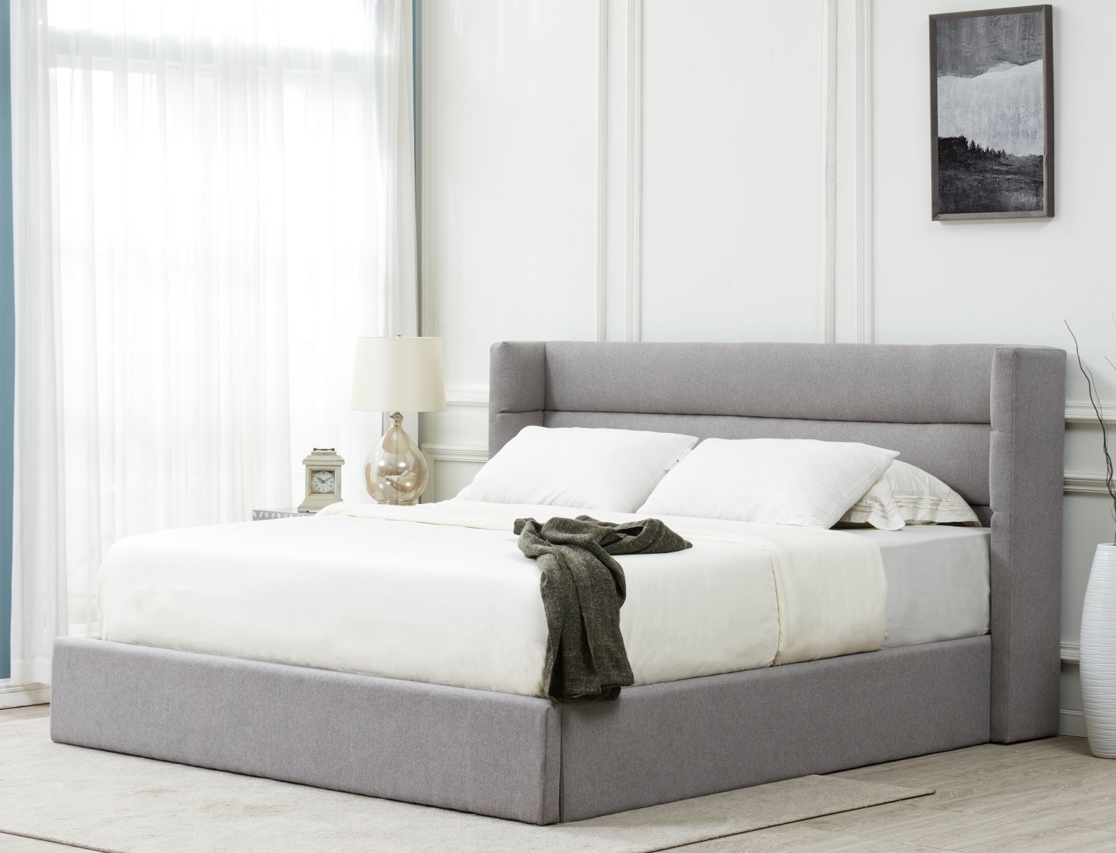 Olivianna Low Profile Bed - Light Grey - Image 1