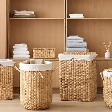 Round Weave Laundry Basket,Small, Natural - Image 1