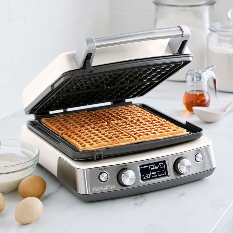 GreenPan™ Elite 4-Square Waffle Maker in Cloud Cream - Image 3
