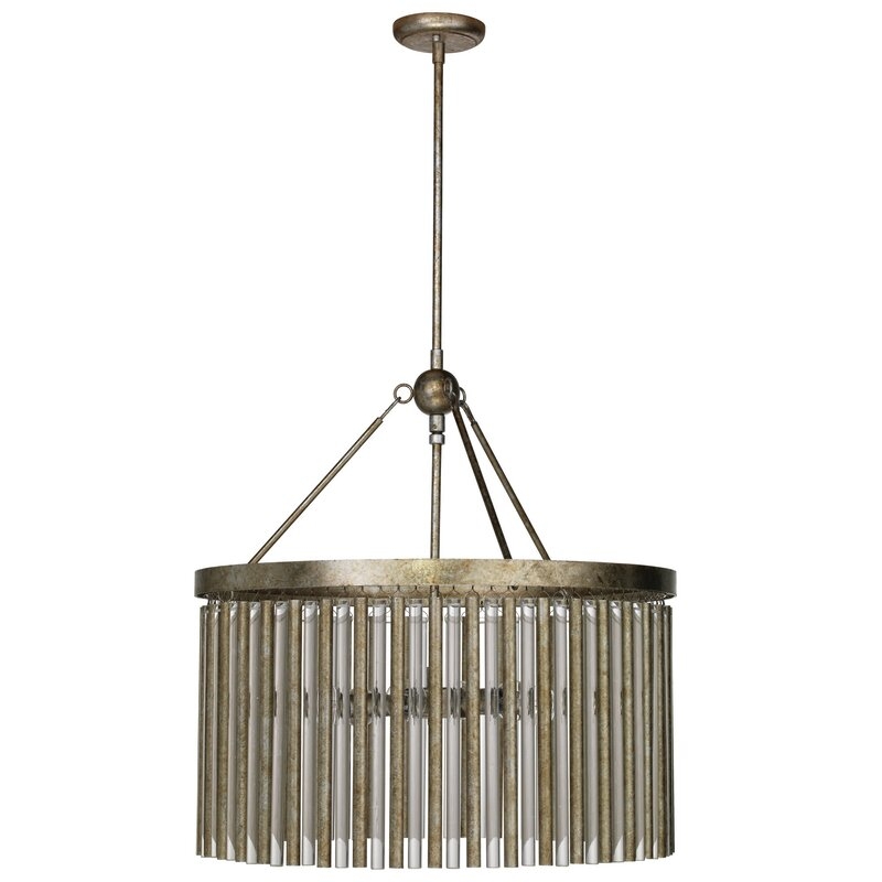 Jamie Young Company Andromeda Chandelier in Champagne Leaf Metal & Glass Tubes - Image 0