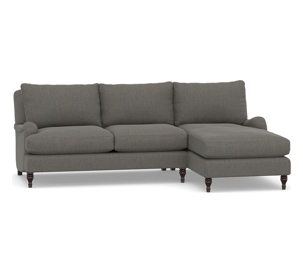 Carlisle Upholstered Left Arm Sofa with Chaise Sectional, Polyester Wrapped Cushions, Chenille Basketweave Charcoal - Image 0