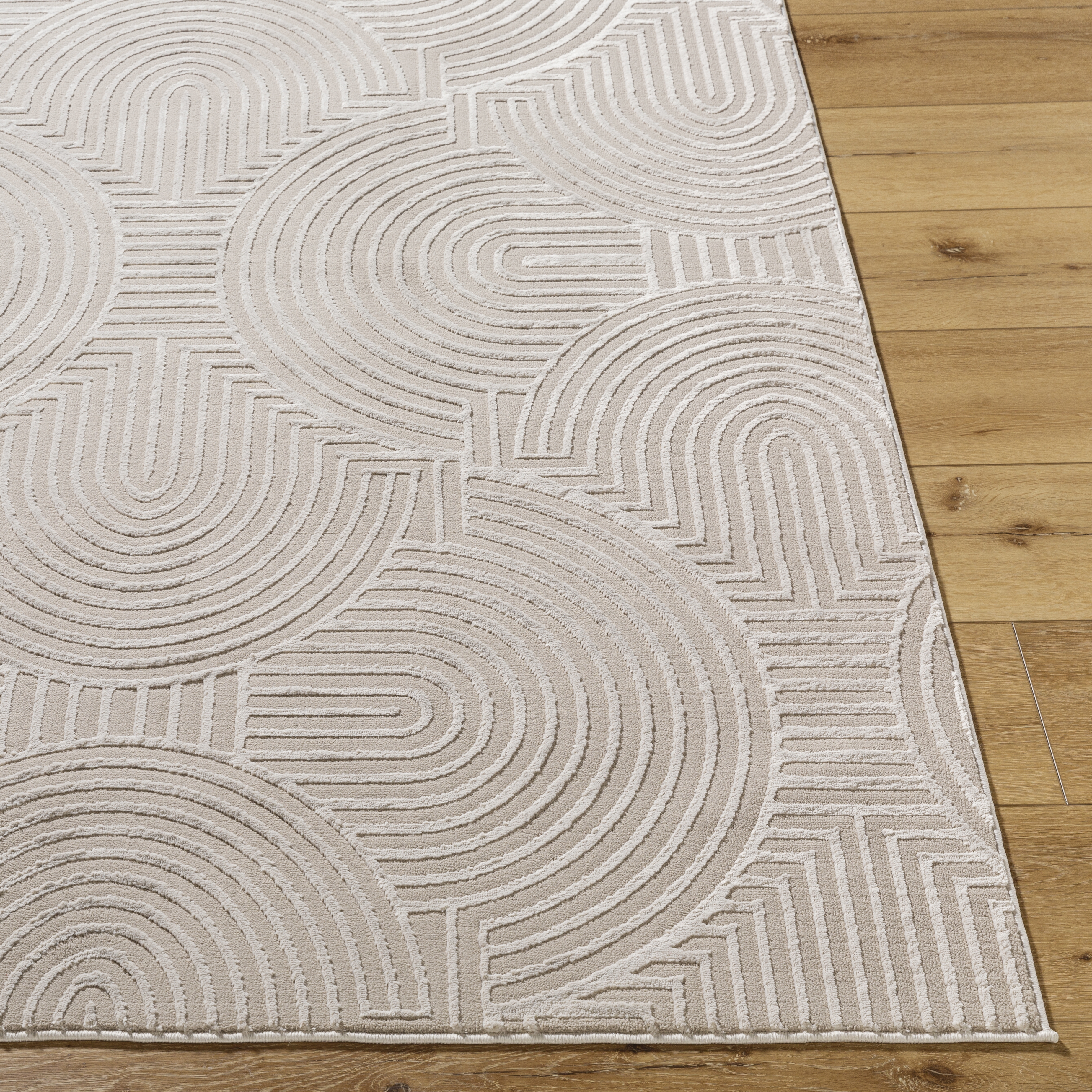 Alder Beige Indoor 7'7" x 10' Machine Woven Rug - Image 1