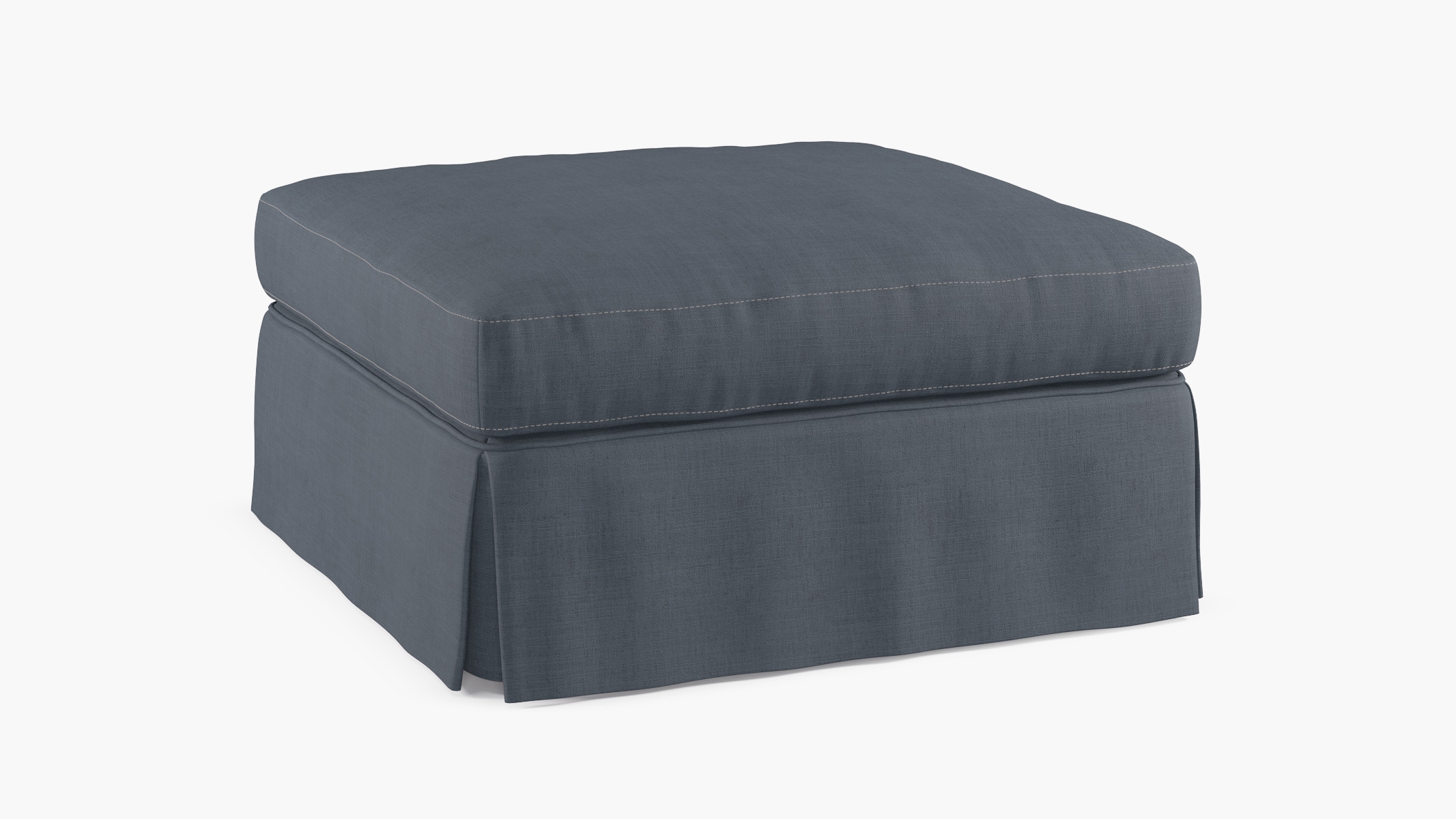 Skirted Cocktail Ottoman, Flanders Luxe Linen - Image 1