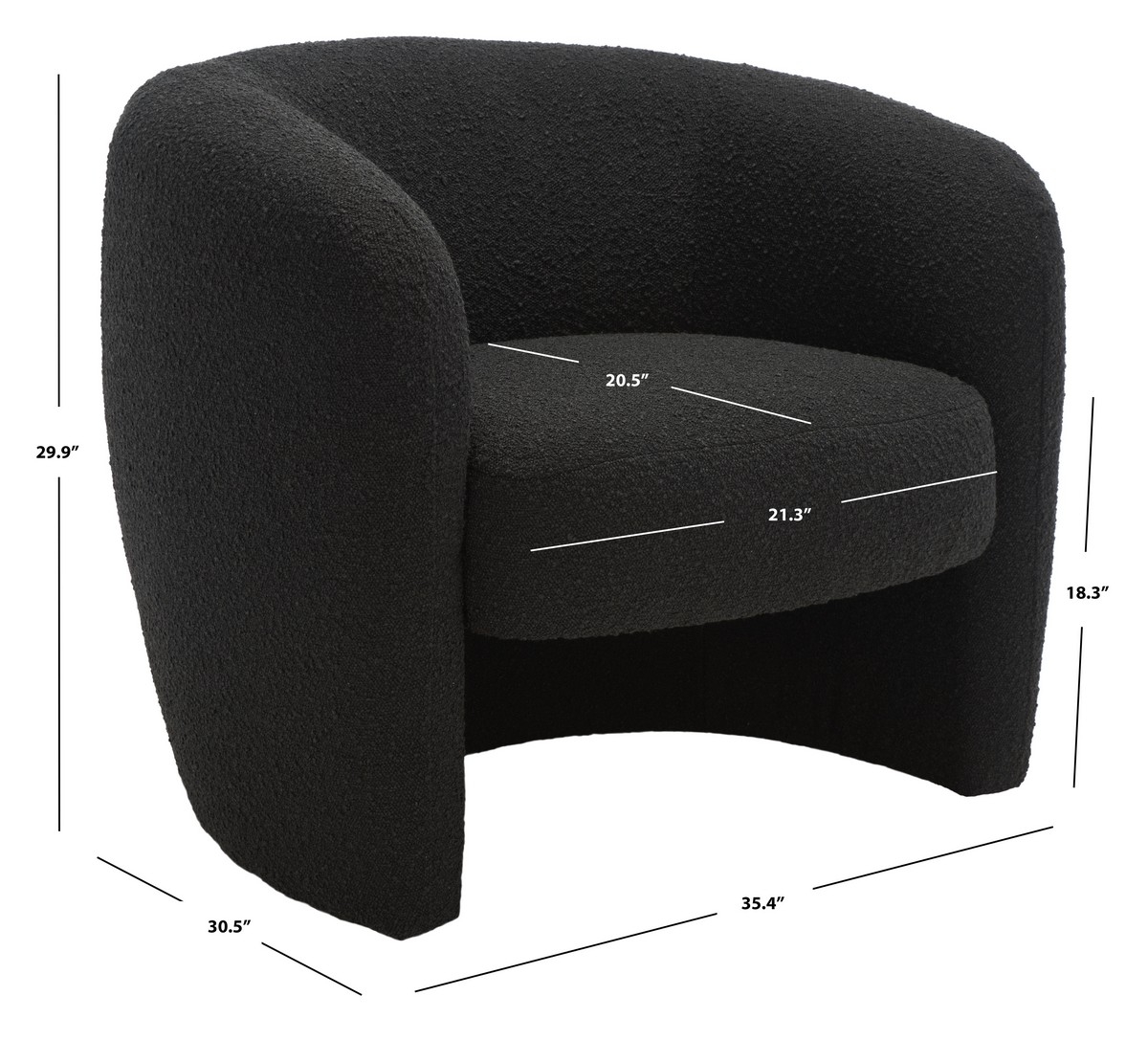 Everly Boucle Barrel Back Accent Chair - Black - Image 9