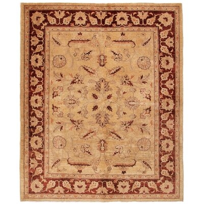 One-of-a-Kind Hymel Hand-Knotted 2010s Chobi Beige/Brown 6'7" x 8' Wool Area Rug - Image 0