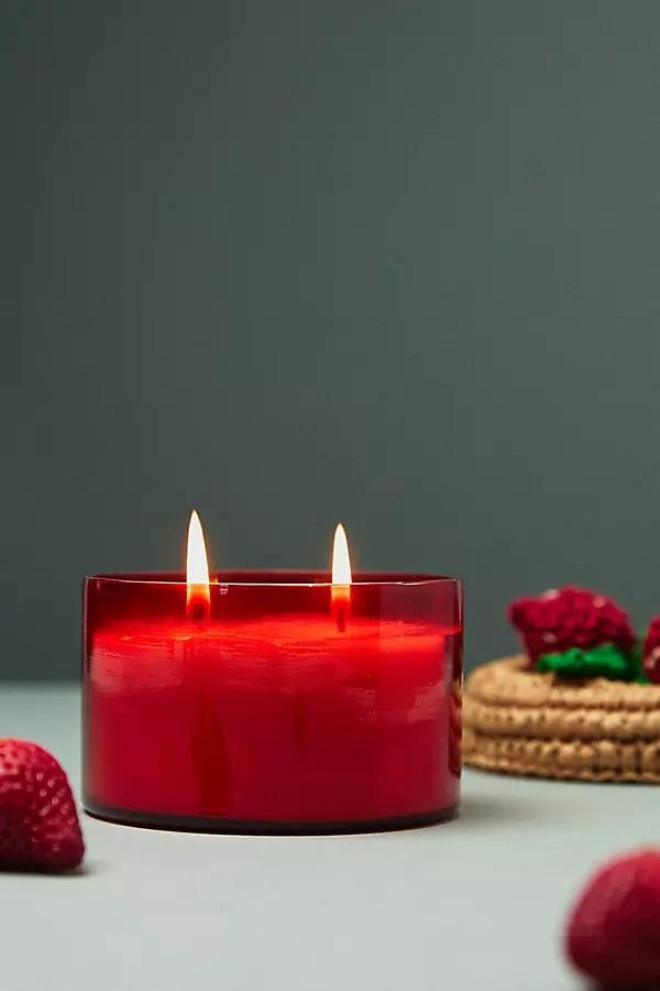 Fruta Fruity Strawberry & Guava Handwoven Lid Glass Candle - Image 0