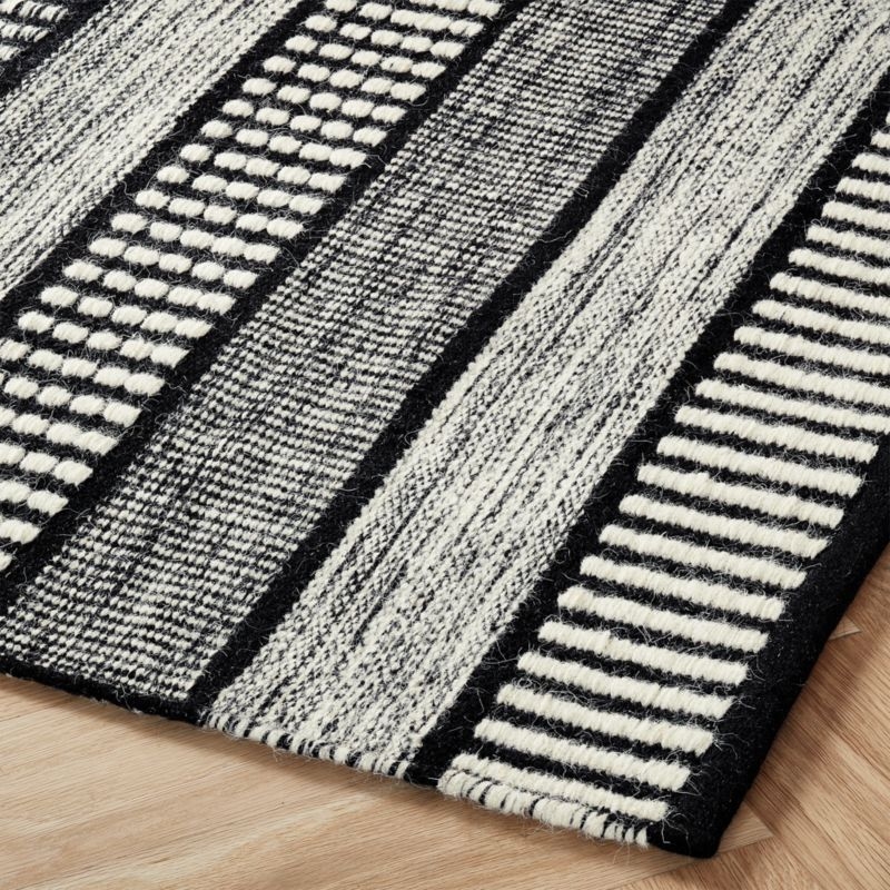 Sloane Handloom Black and White Striped Rug 6'x9' - Image 2