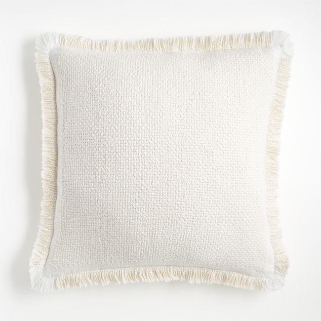 Weekend Arctic Ivory Organic Cotton 23x23 Throw Pillow with Down-Alternative Insert - Image 0