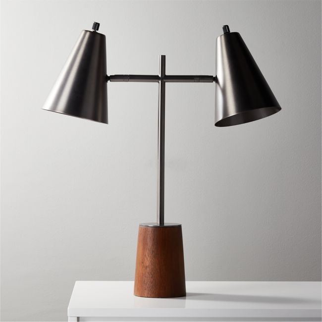 Exposior Gunmetal and Walnut Table Lamp Model 2014 - Image 0