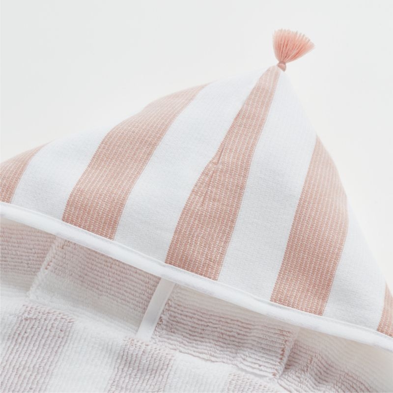 Pink Striped with Tassles Organic Baby Hooded Towel - Image 5