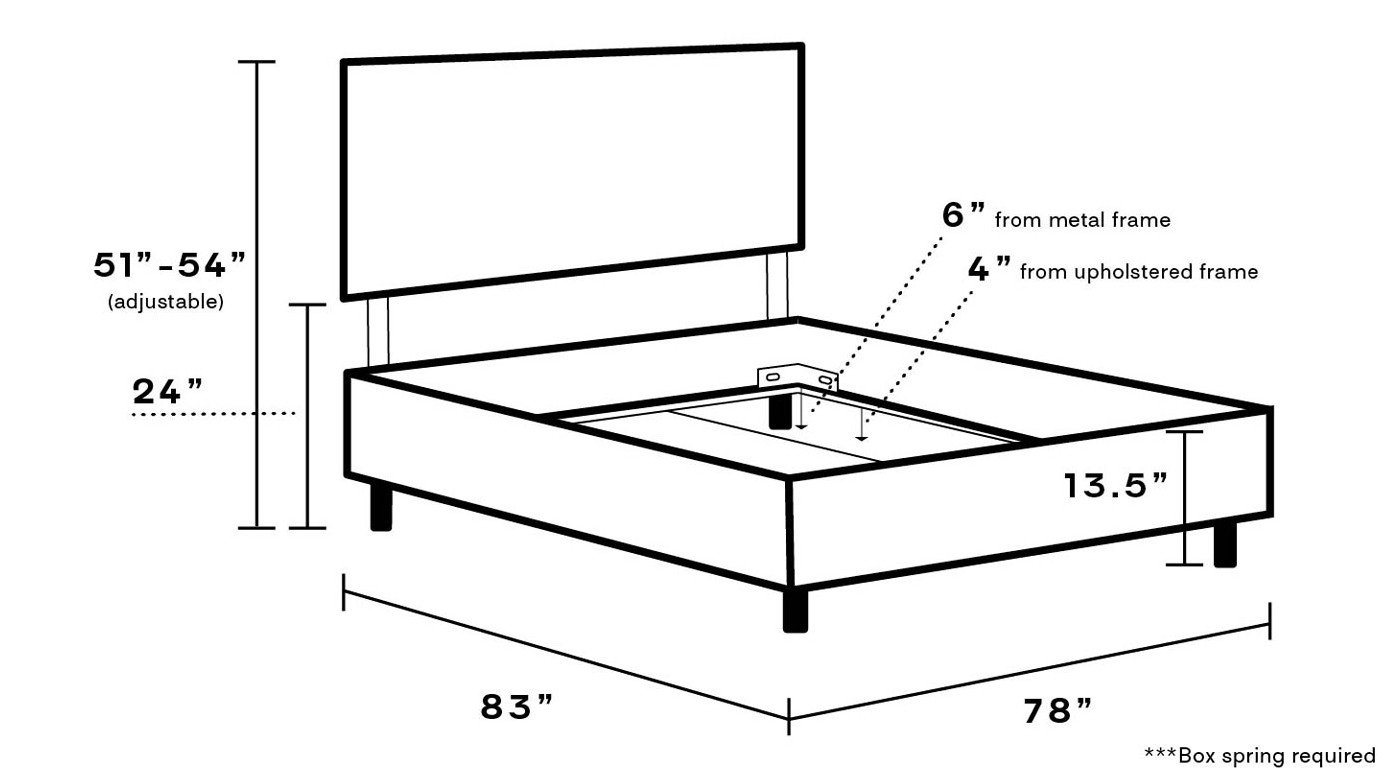 Square Back Bed, White Twill, King - Image 2
